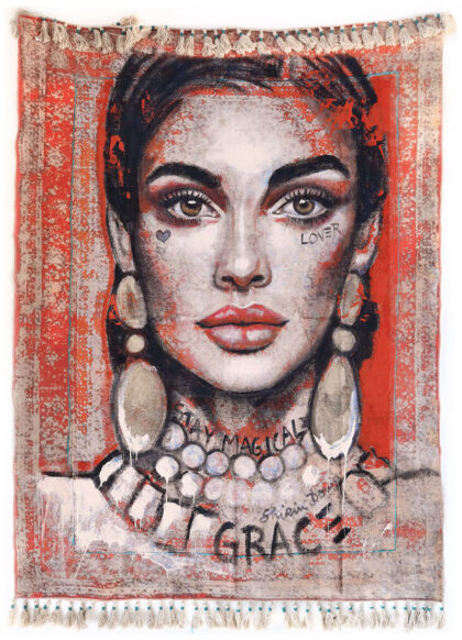 GRACE, hand-embellished print by Shirin Donia, series FREE SPIRIT 2022