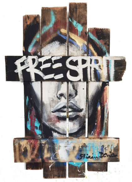 FREE SPIRIT I (FS), hand-embellished print by Shirin Donia, series FREE SPIRIT 2022