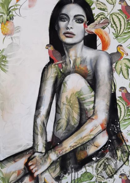 PARADISE (B), hand-embellished print by Shirin Donia, series BE YOU TIFUL 2020