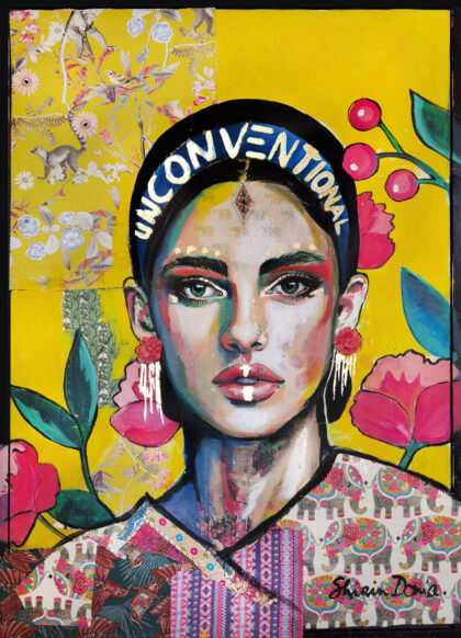 UNCONVENTIONAL, hand-embellished print by Shirin Donia, series BE YOU TIFUL 2020