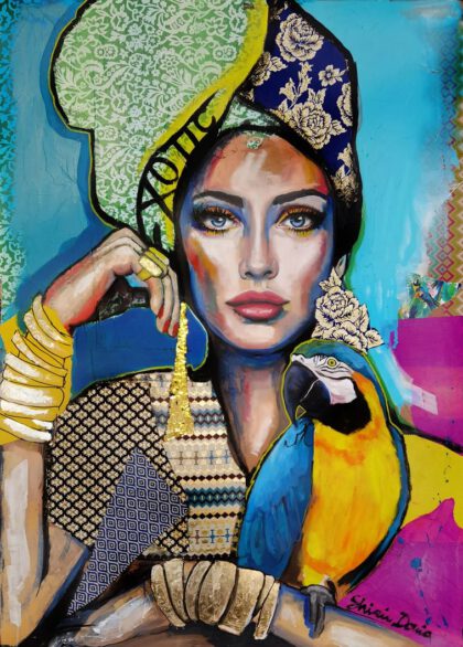 EXOTIC, hand-embellished print by Shirin Donia, series BE YOU TIFUL 2020