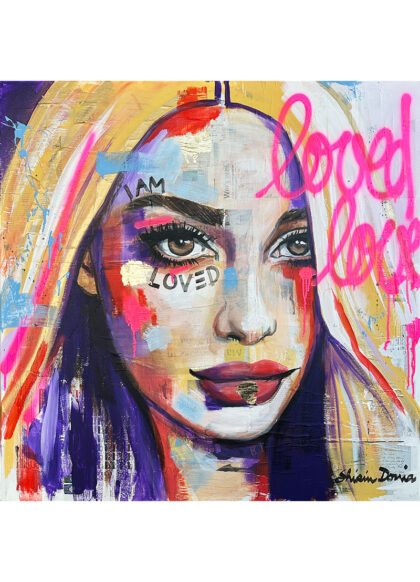 I AM LOVED, hand-embellished print by Shirin Donia, series I AM RICH... 2022
