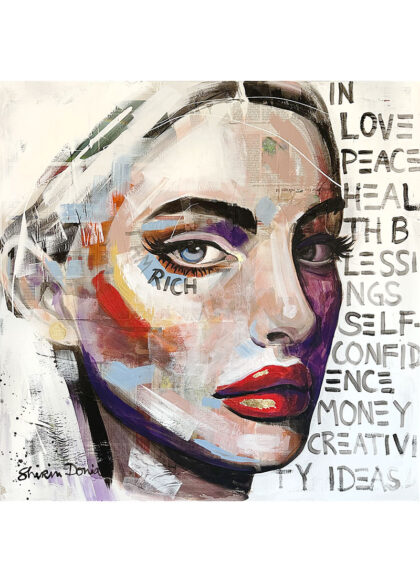 RICH IN..., hand-embellished print by Shirin Donia, series I AM RICH... 2022