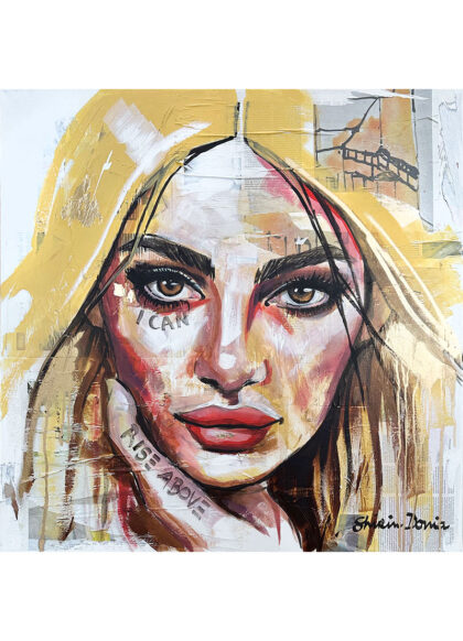 RISE ABOVE, hand-embellished print by Shirin Donia, series I AM RICH... 2022