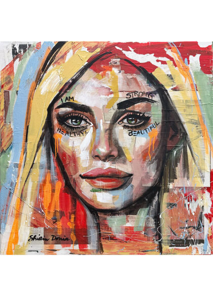 I AM STRONG, hand-embellished print by Shirin Donia, series I AM RICH... 2022