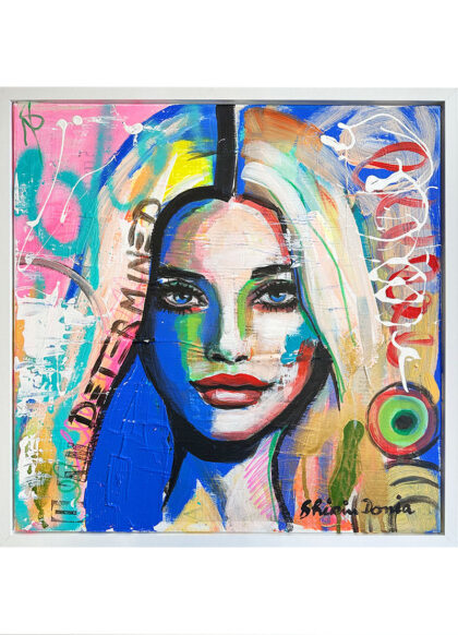DETERMINED, hand-embellished print by Shirin Donia, series INSPIRED 2023