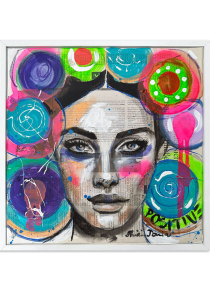 POSITIVE, hand-embellished print by Shirin Donia, series INSPIRED 2023