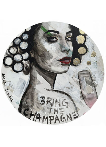 CHAMPAGNE Round, hand-embellished print by Shirin Donia