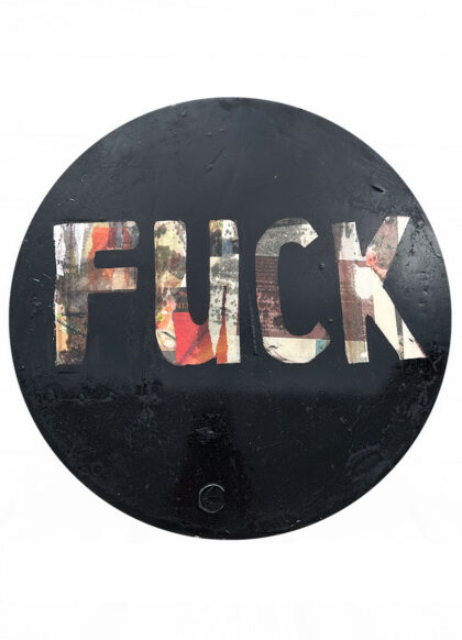 FCK Round, hand-embellished print by Shirin Donia