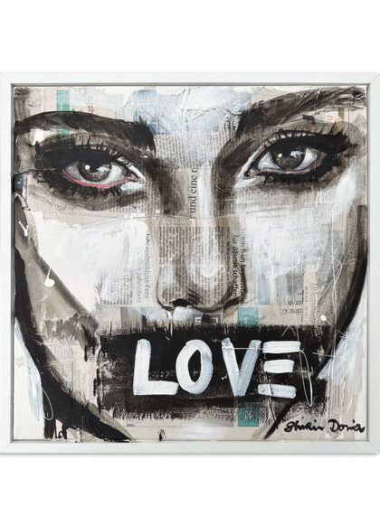 LOVE, hand-embellished print by Shirin Donia