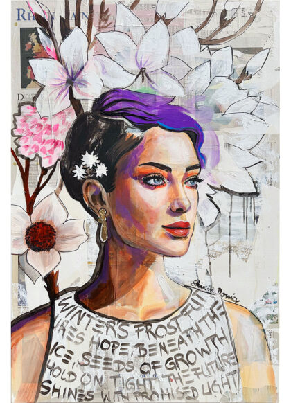 MISS WINTER, hand-embellished print by Shirin Donia, series THE FUTURE IS NOW 2023