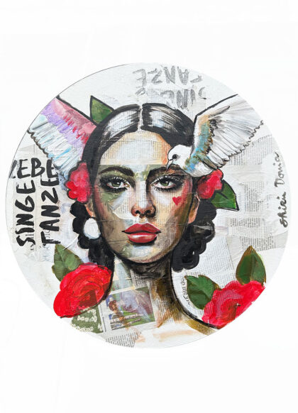 WHITE BIRD, hand-embellished print by Shirin Donia, series THE FUTURE IS NOW 2023