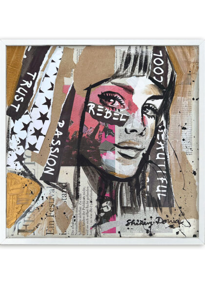 REBEL, hand-embellished print by Shirin Donia