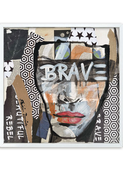 BRAVE, hand-embellished print by Shirin Donia