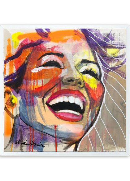 HAPPY03, hand-embellished print by Shirin Donia, series INSPIRED 2023