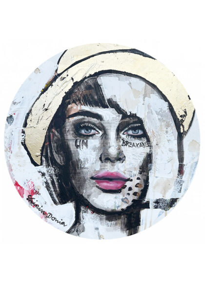UNBREAKABLE round, hand-embellished print by Shirin Donia, series SELFMADE 2023