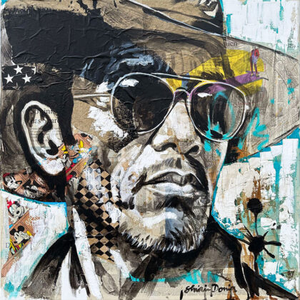 REBEL CHARM, hand-embellished print by Shirin Donia, series OH BOY 2024