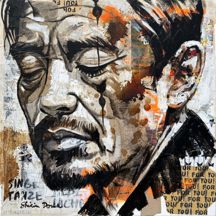 INNER PEACE, hand-embellished print by Shirin Donia, series OH BOY 2024