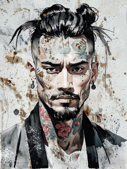 LOYAL, hand-embellished print by Shirin Donia, series OH BOY 2024
