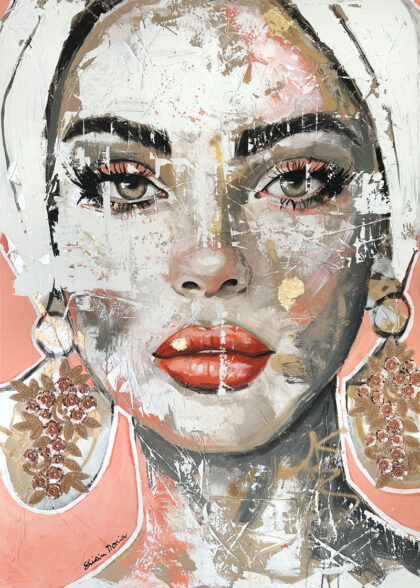 SHINE, hand-embellished print by Shirin Donia, series EPIC 2025