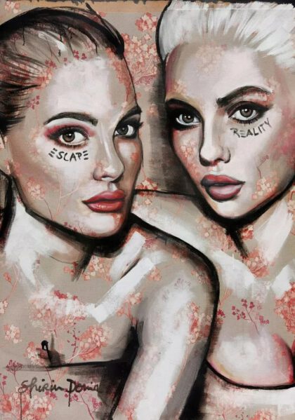 ESCAPE REALITY, handveredelter Print von Shirin Donia