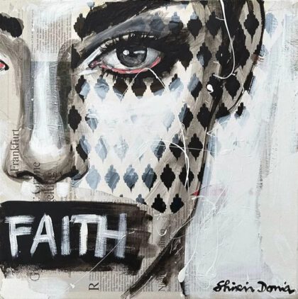 FAITH, handveredelter Print von Shirin Donia