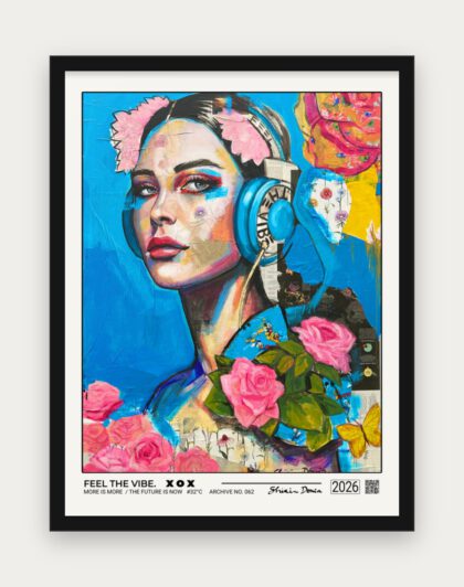 FEEL THE VIBE Poster mit schwarzem Rahmen