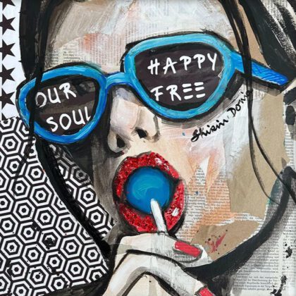 HAPPY FREE handveredelter Print, Motiv