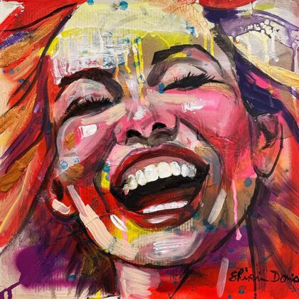 HAPPY01 handveredelter Print, Motiv