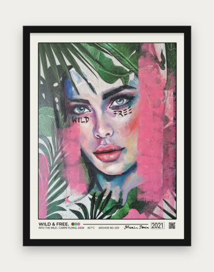 JUNGLE / WILD AND FREE Poster mit schwarzem Rahmen