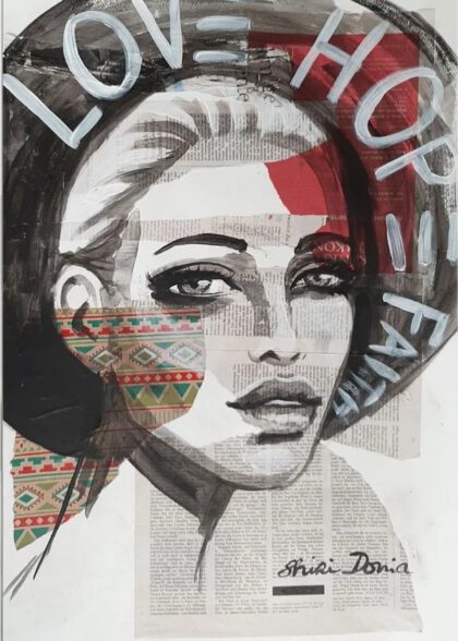 LOVE HOPE FAITH handveredelter Print, Motiv
