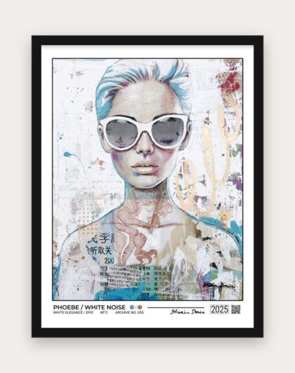 PHOEBE/ WHITE NOISE Poster mit schwarzem Rahmen