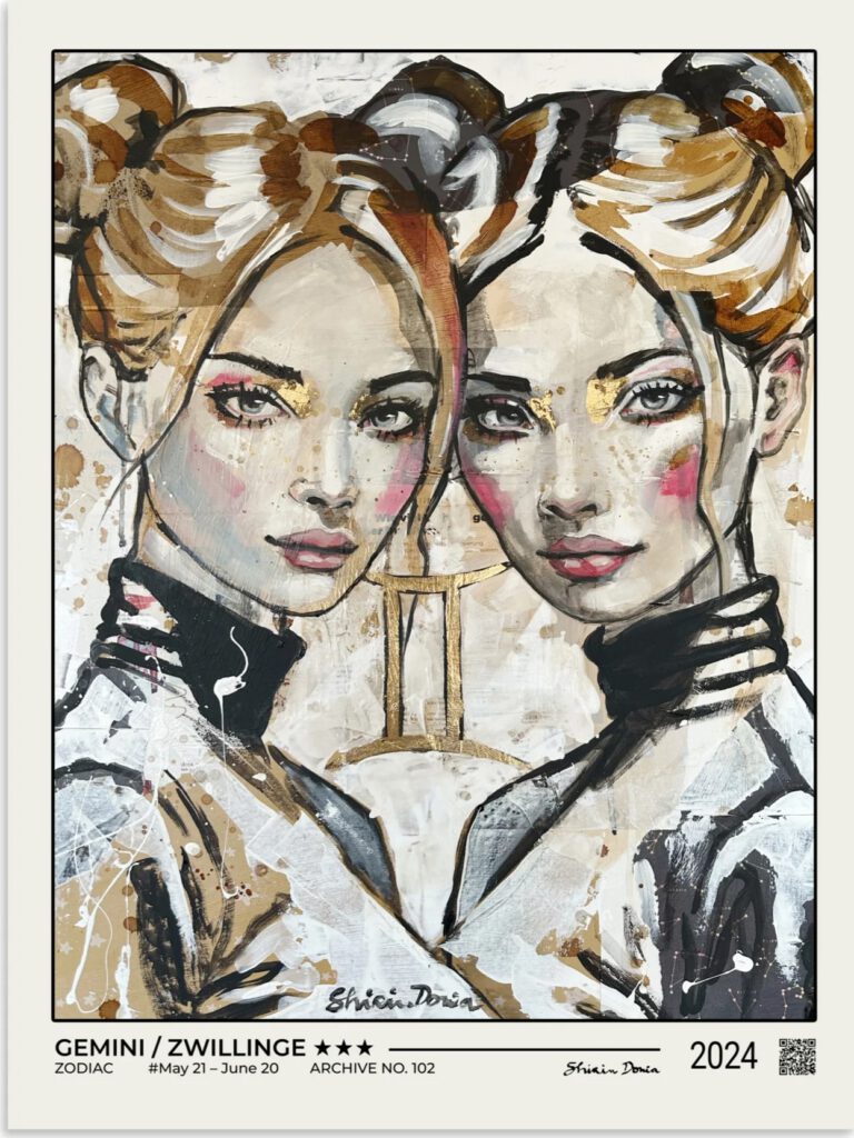 ZODIAC GEMINI / ZWILLINGE – Sternzeichen Fine Art Poster von Shirin Donia